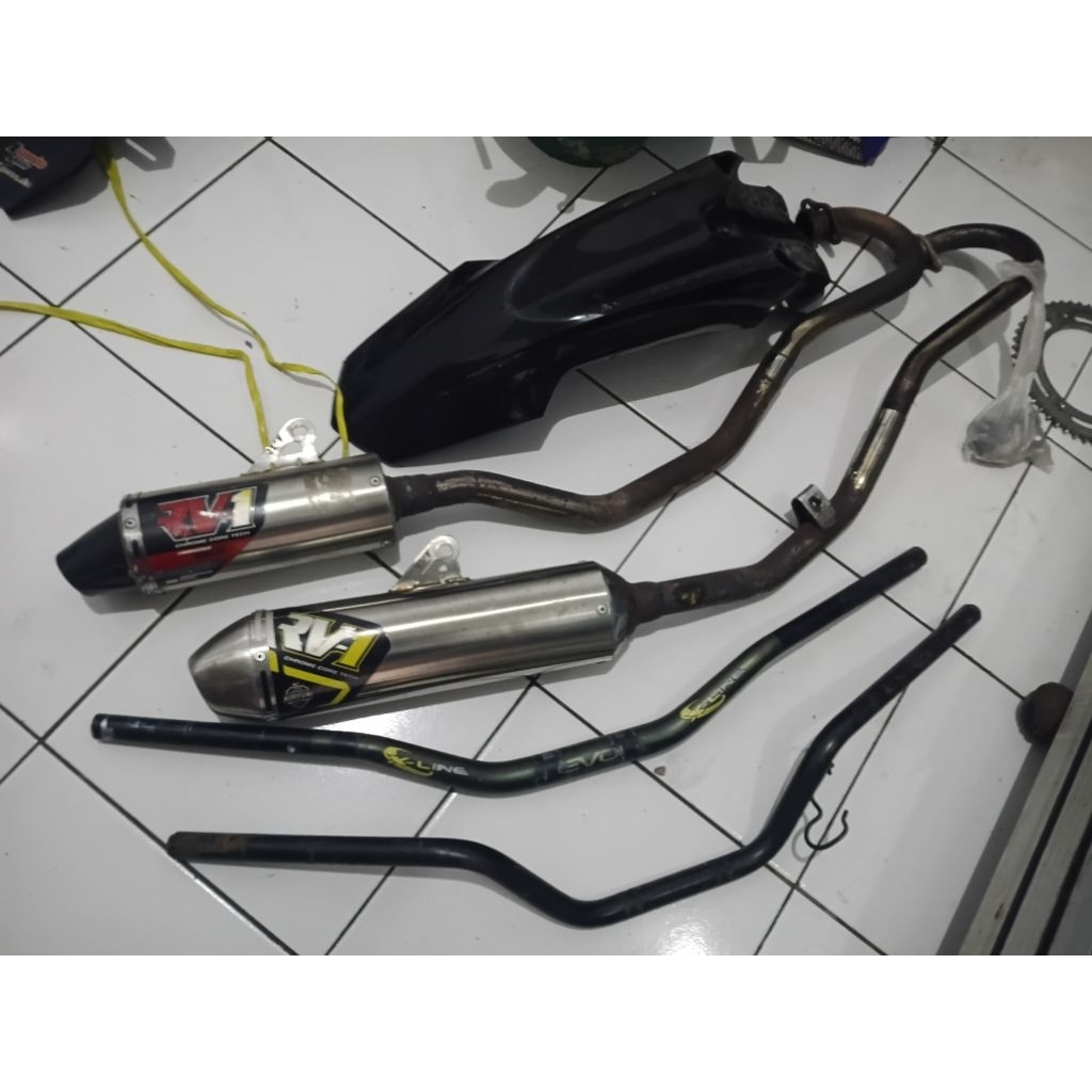 knalpot rv 1 ori norifumi + stang low protaper