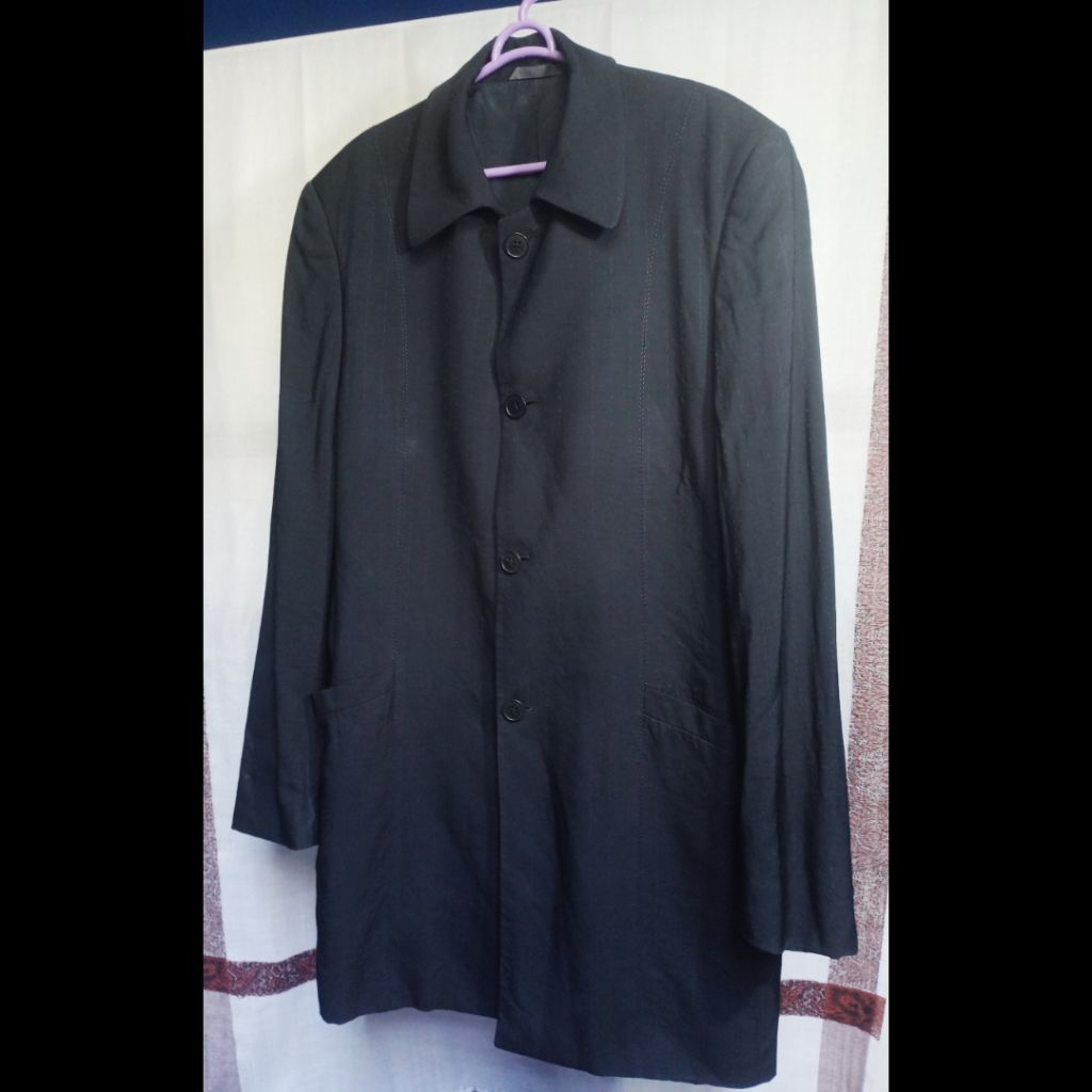 PRINCE EGON FURSTENBERG Long Blazer Pria Size { L } Hitam Viscose # preloved bekas second pl used ba