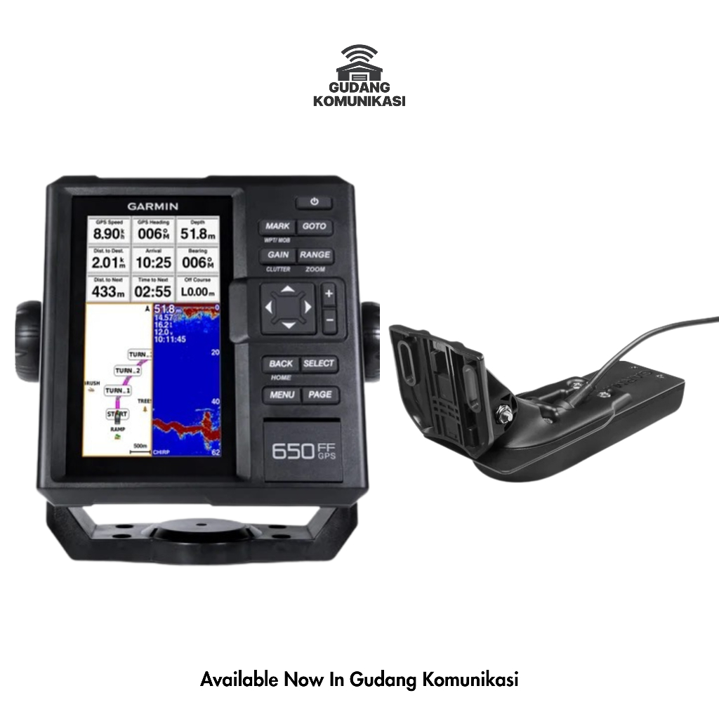 Garmin FF 650 GPS + Transducer GT20-TM – Garmin Fishfinder 650 GPS Marine Original Garansi Resmi TAM