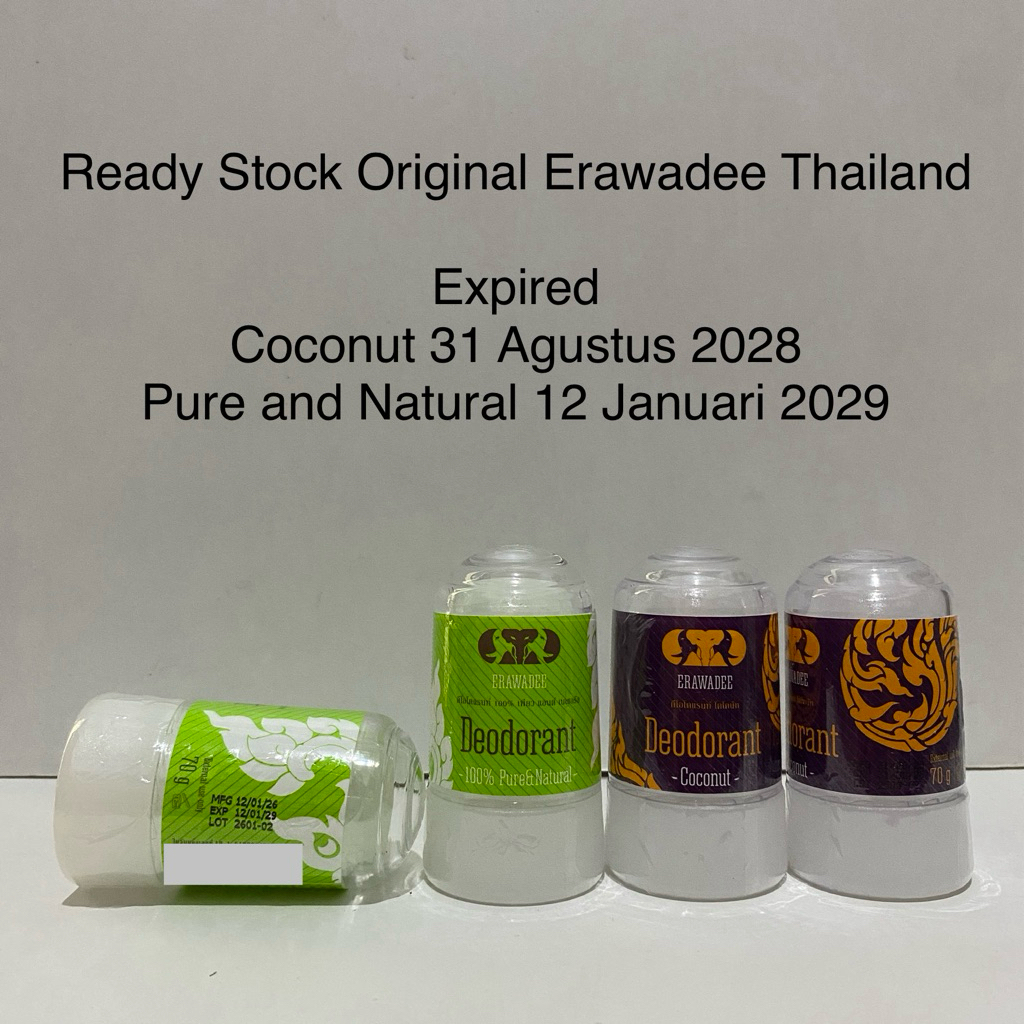 Erawadee Deodorant Crystal deodoran, Orisinal & Coconut, pemutih ketiak.Original thailand