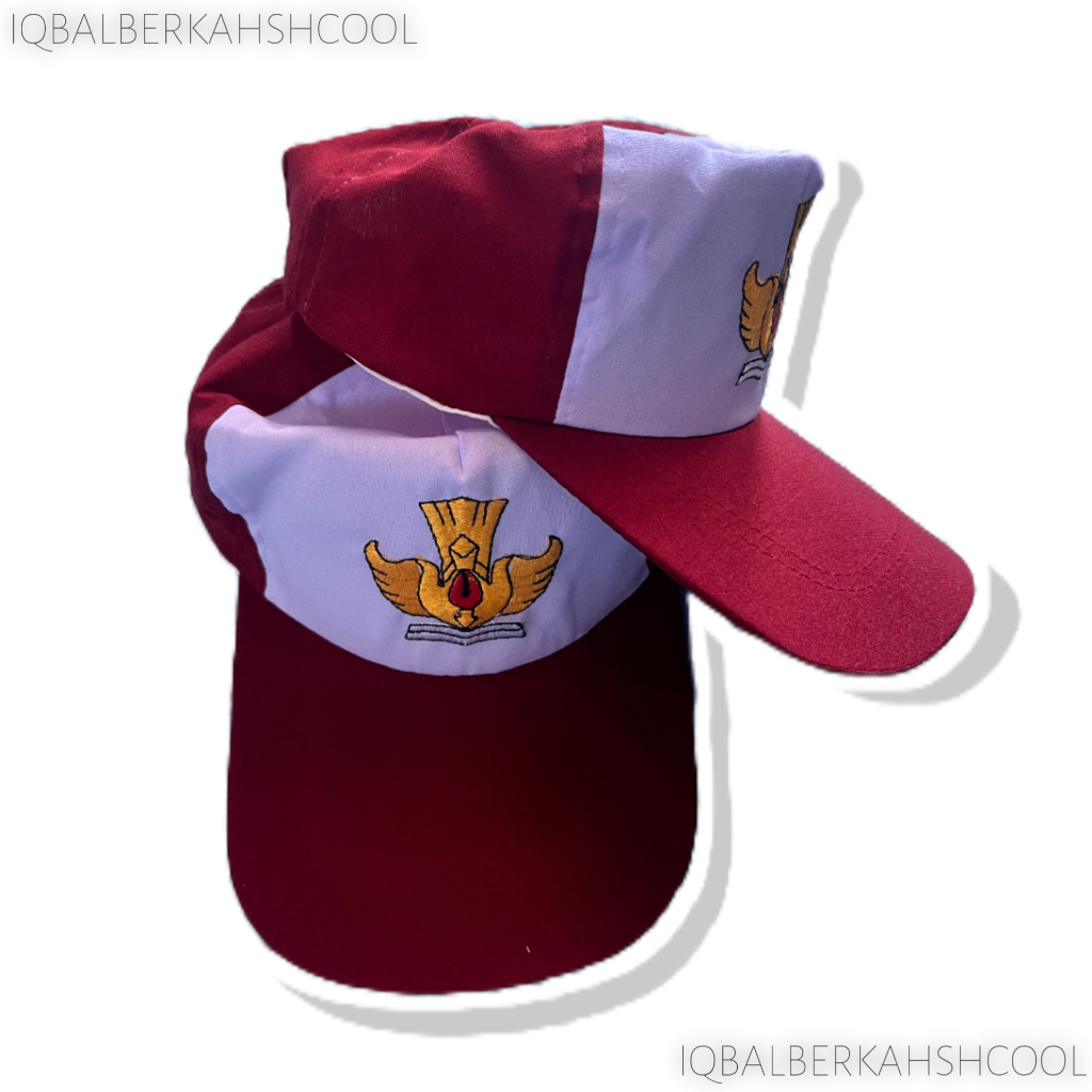 TOPI SEKOLAH SD,MERAH/PUTIH,CEWEK/COWOK,IQBALBERKAHSHCOOL