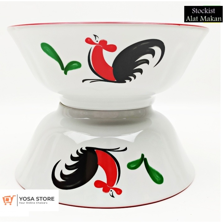 Mangkok Keramik Bakso Motif Ayam Jago KPA 6 inch - 1 Pcs Kedaung Home