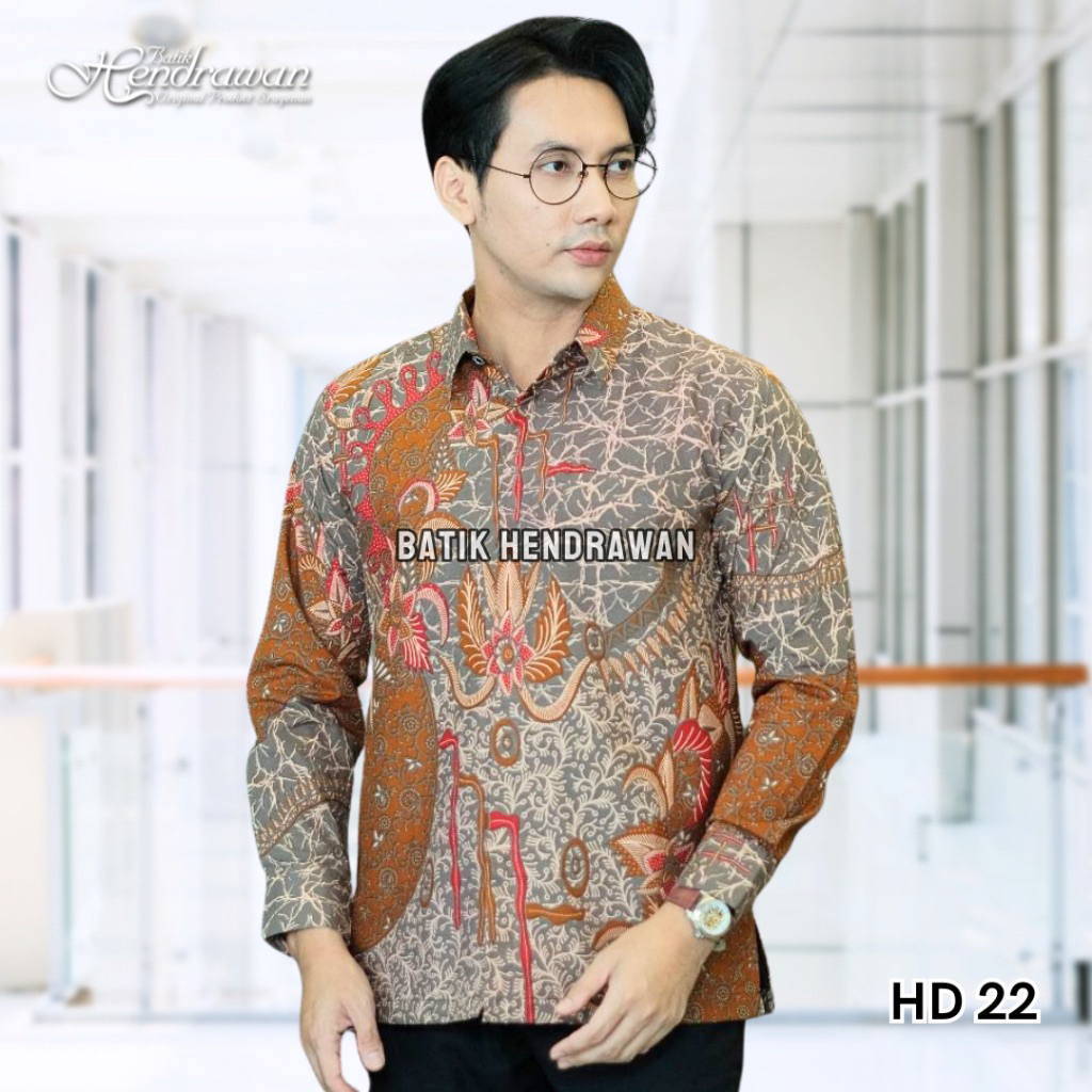Batik Hendrawan Kemeja Batik Pria Solo Modern Lengan Panjang Lapis furing Bahan Katun Premium HD 22