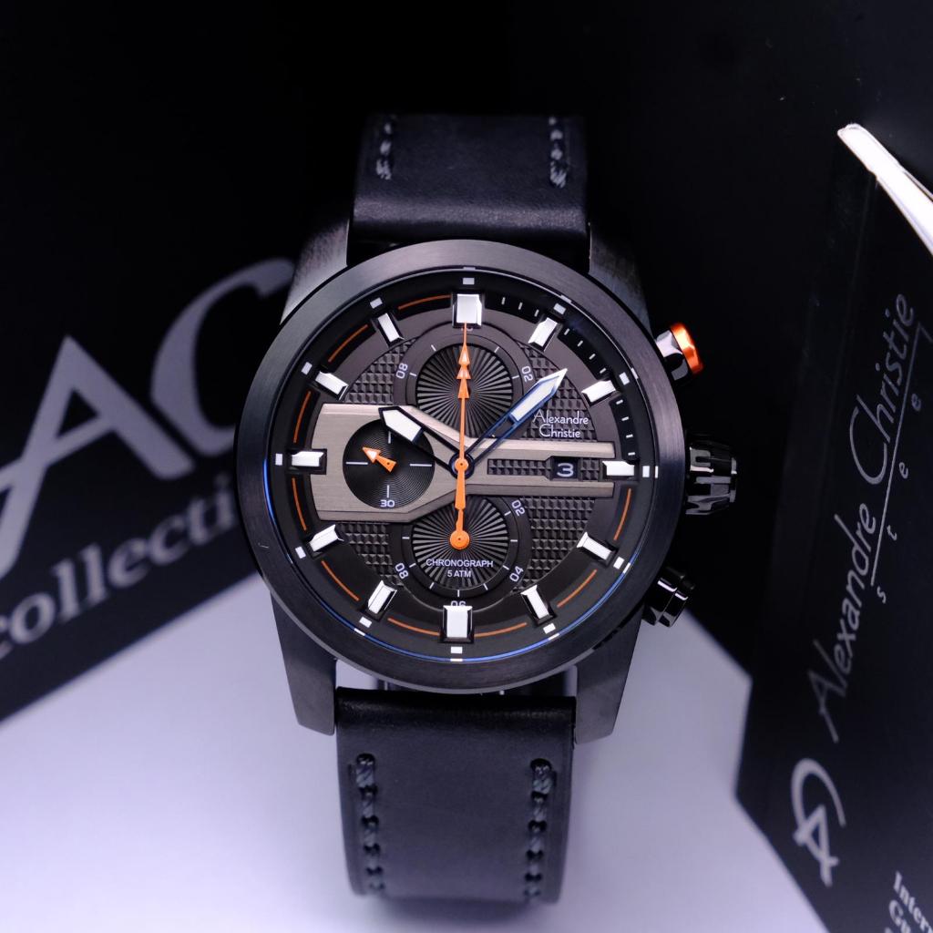 JAM TANGAN ALEXANDREE CHRISTIEE AC 6562 BLACK SILVER PRIA. ORIGINALLLL