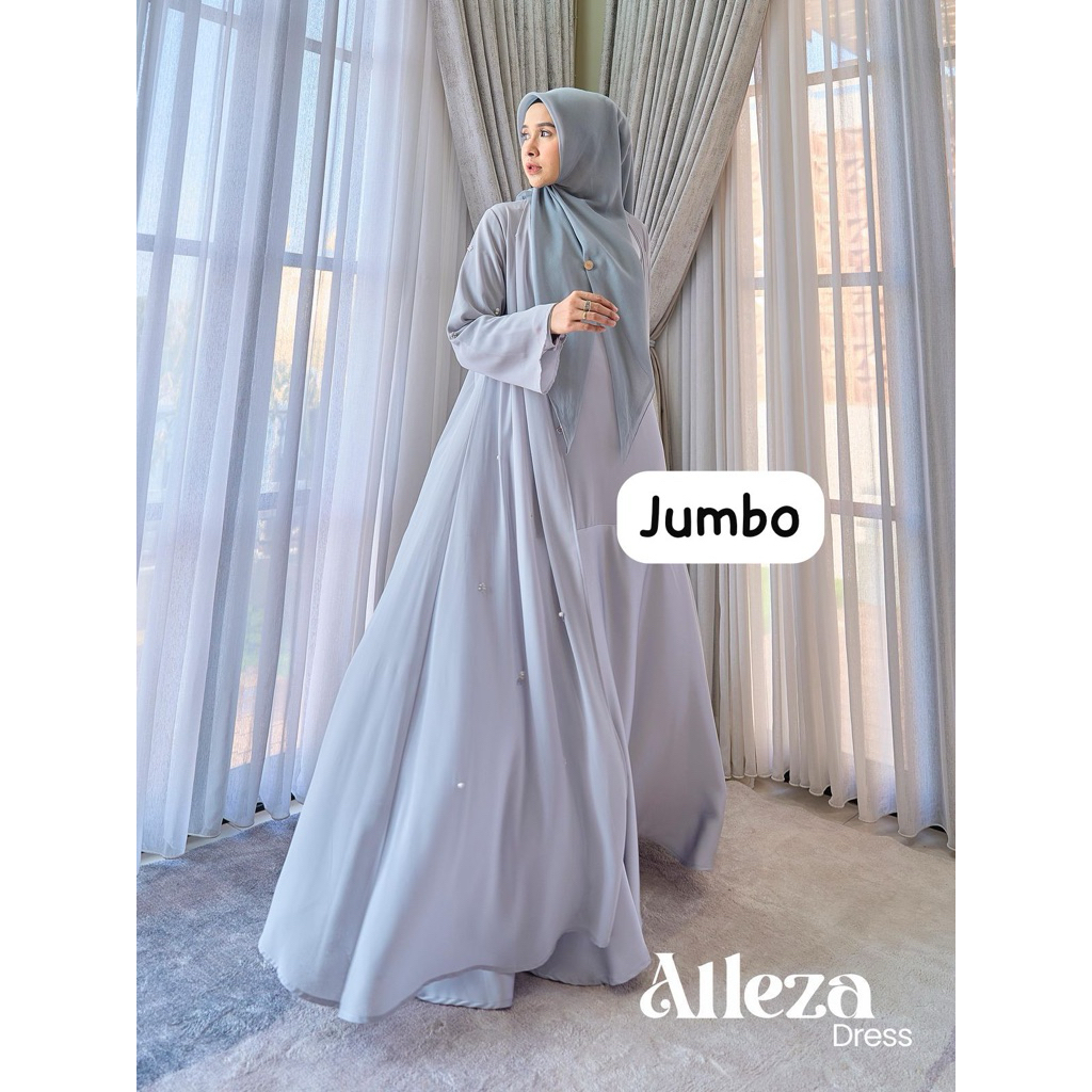 Alleza Dress  Gamis Marevi Standar  jumbo Original Premium Simple Cantik Outer bisa lepas Kondangan 