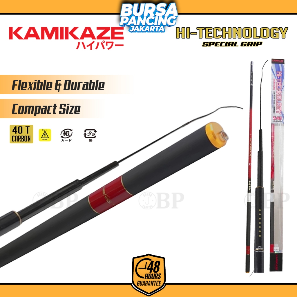 KAMIKAZE Joran Tegek HI-TECHNOLOGY 360CM - 540CM Bahan Carbon Tegek Ruas Panjang Cocok Untuk Baronan
