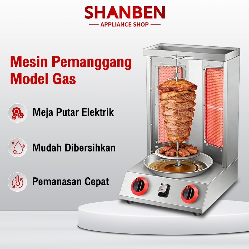 SHANBEN Mesin pemanggang gas komersial stainless steel mesin panggang rotisserie untuk jualan geroba