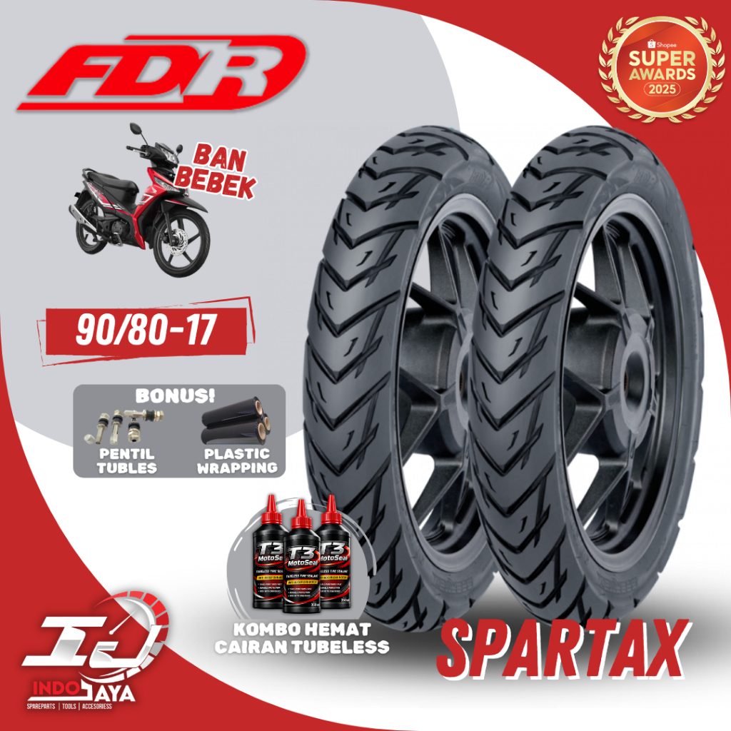 BAN FDR TUBELESS SPARTAX RING 17 (90/80-17) BAN MOTOR MATIC / BEAT / MIO / VARIO / MOTOR BEBEK SUPRA