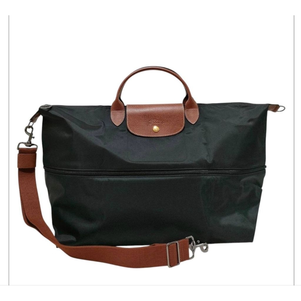 LC Travel Bag Expandable Nylon Black & Pebble