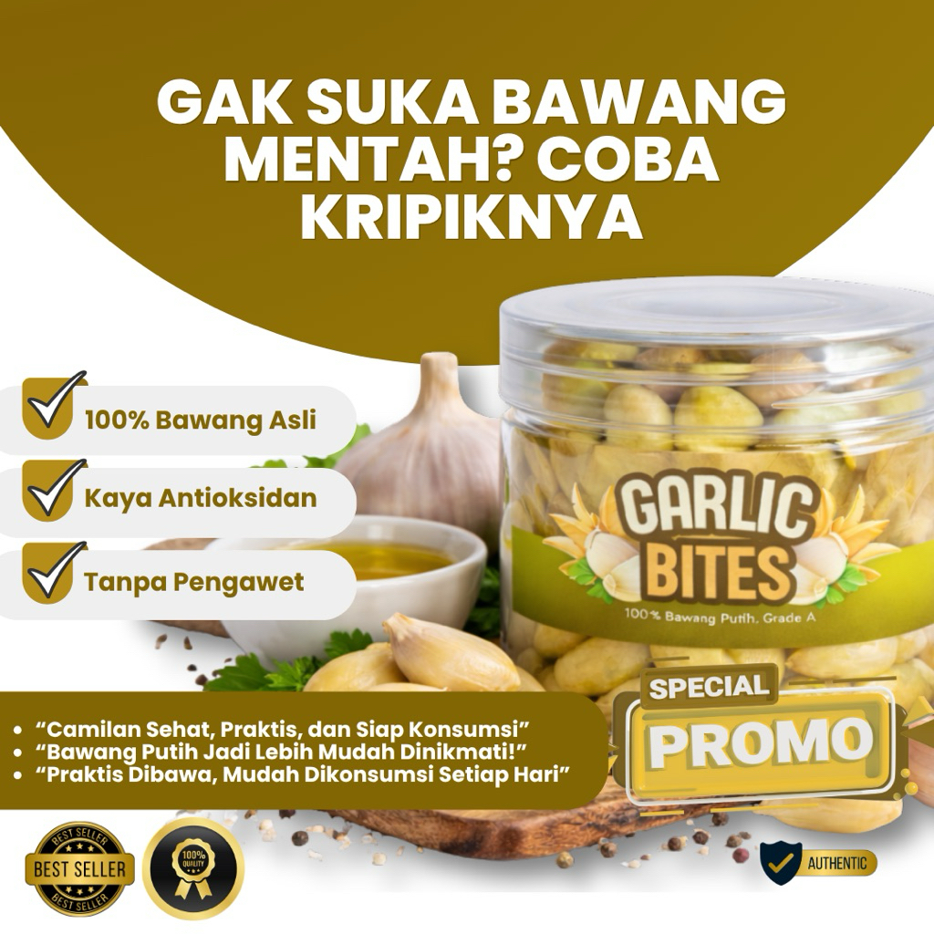 Snack Sehat Garlic Bites Keripik Bawang Putih - BPOM 100gr