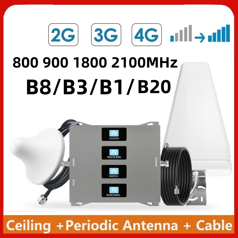 Penguat sinyal repeater GSM tri band 2G 3G 4G 800Mhz 900 Mhz 2100 Mhz 1800 Mhz booster signal amplif