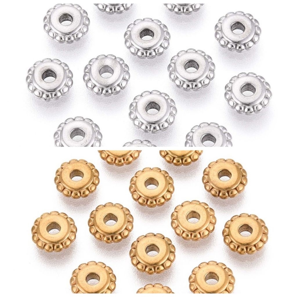 304 stainless steel flower spacer beads | manik pembatas stainless