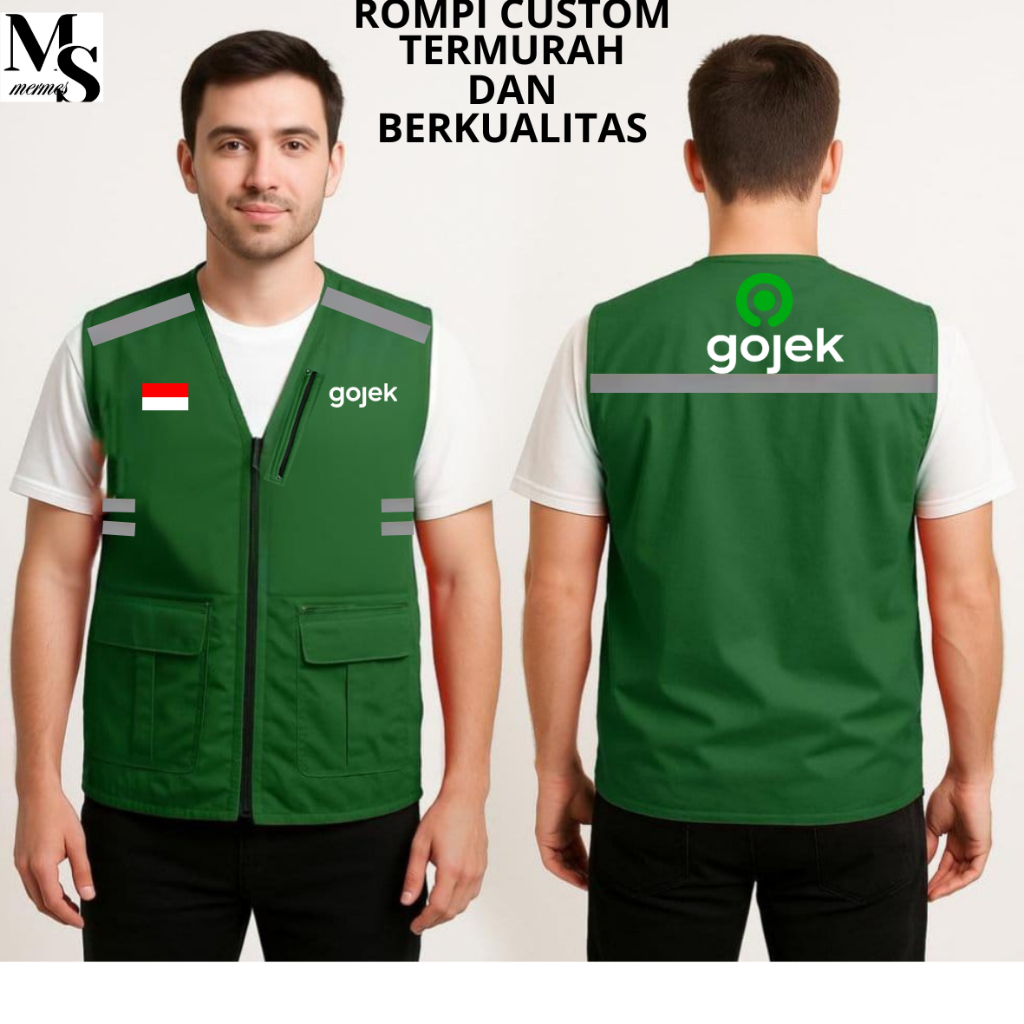 Rompi Gojek / Rompi Gojek Terbaru / Rompi Driver Gojek / Rompi Motor Pria / Rompi Anti Air & Angin B