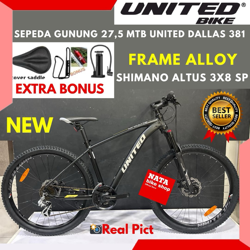Sepeda Gunung MTB 27,5 United Dallas 381 Frame Alloy Terbaru