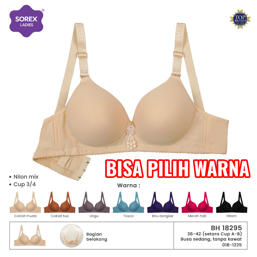 BH SOREX TANPA KAWAT 18295 CUP A-B BUSA SEDANG TEBAL TANPA KAWAT BRA WANITA TERBARU BRANDED