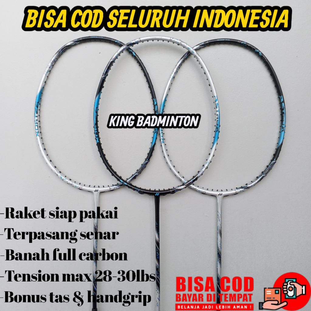 RAKET BADMINTON YONEX CARBONEX 30LBS UNTUK DEWASA TERPASANG SENAR FREE TAS DAN GRIP