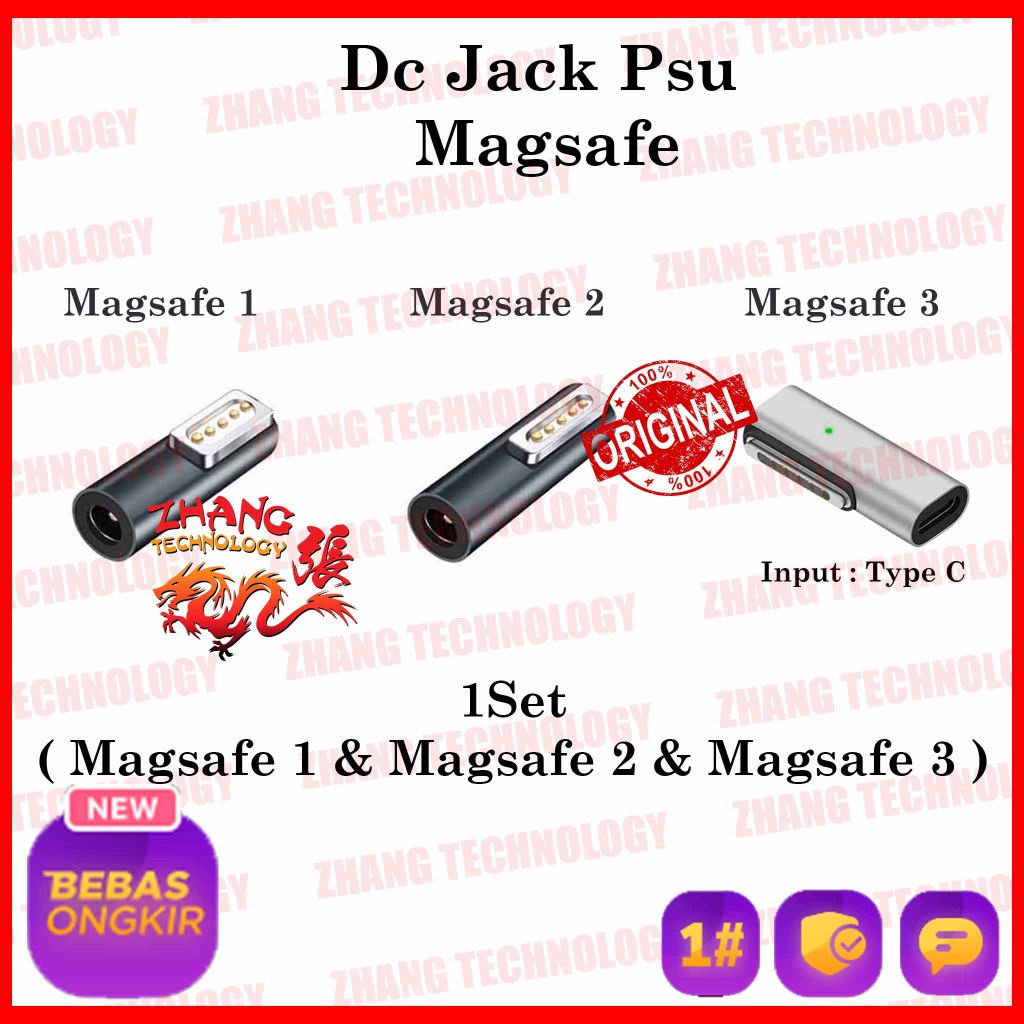 [ ZHANG TECHNOLOGY ] DC Jack Colokan Kepala PSU Power Supply Magsafe1 Magsafe2 Magsafe3 Magsafe 1 Ma