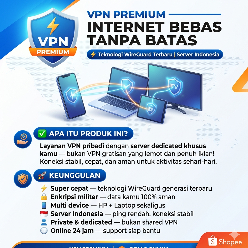 VPN PREMIUM  Teknologi WireGuard Terbaru | Server Indonesia