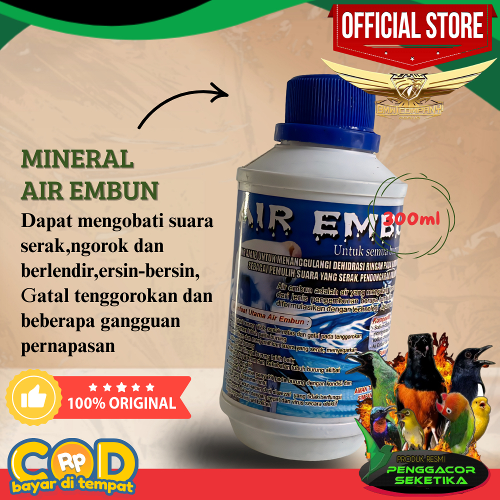 AIR EMBUN MINERAL ISOTONIK ISI 300 ML/VITAMIN BURUNG AIR EMBUN MINERAL/AIR EMBUN MINERAL ISOTONIK BU