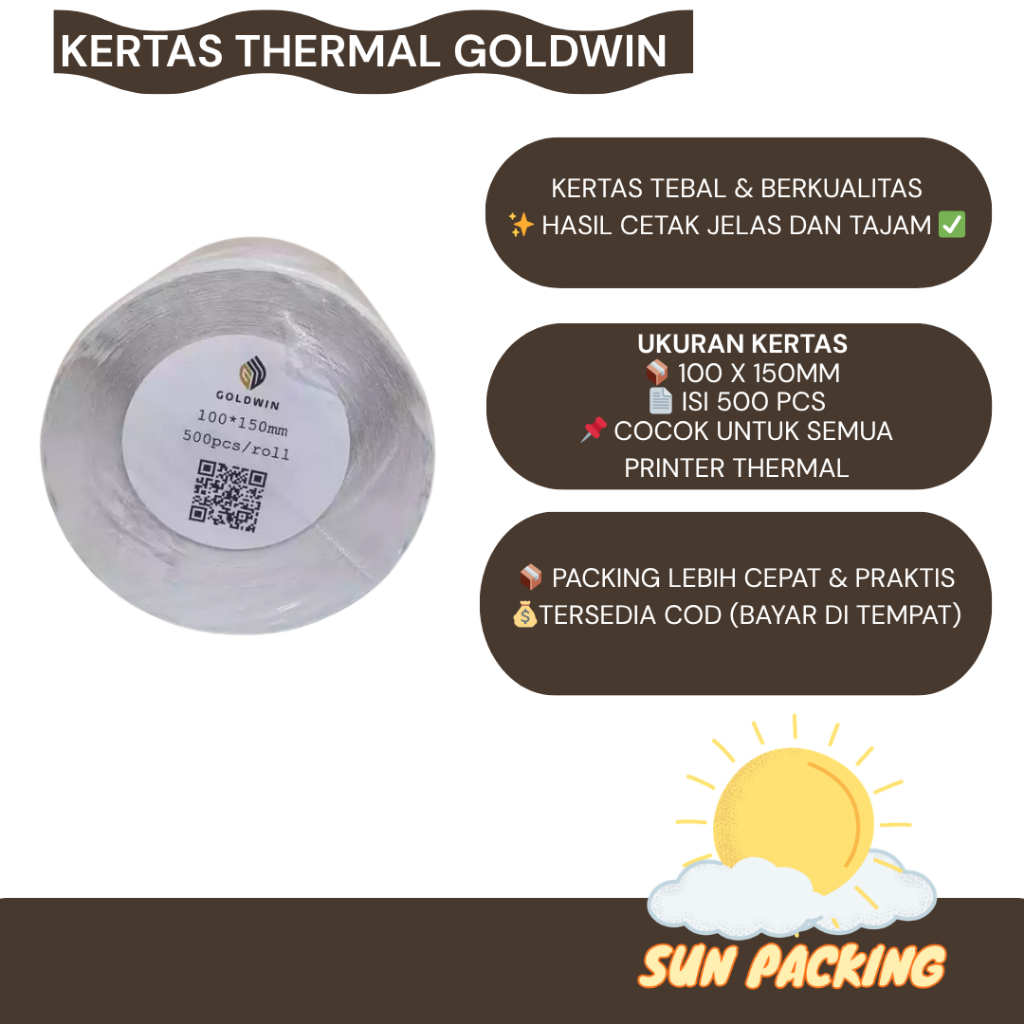 Goldwin Kertas Thermal 100 x 150mm 500 pcs