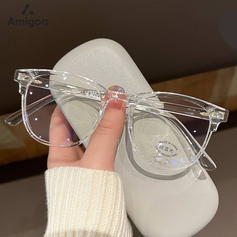 Kacamata Premium Anti Cahaya Biru Transparent Frame Kacamata Optik Anti Radiasi Komputer Wanita Kaca