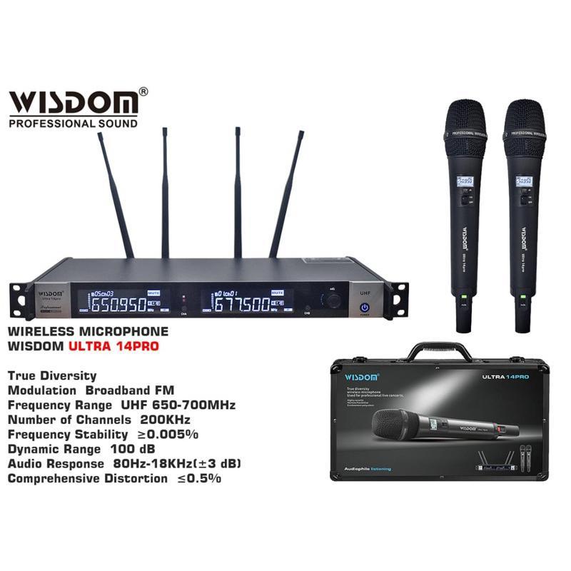 Original Mic Wisdom Ultra 14PRO / ULTRA14 PRO - Wireless Vocal Microphone 4 Antena Handheld Mic Ultra-14 Pro