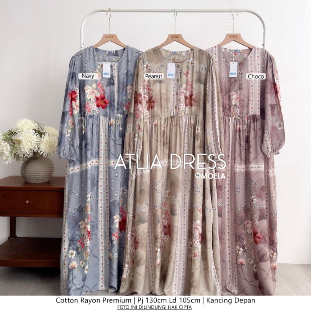 Atlia Dress Gamis Jumbo Allsize Busui Premium Catton Rayon Original Ori Moela Berlabel