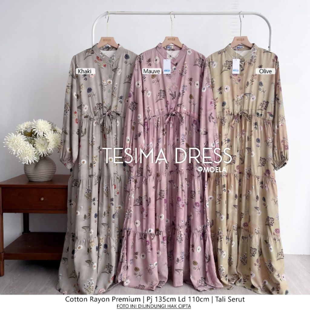 Tesima Dress Gamis Jumbo Allsize Busui Premium Catton Rayon Original Ori Moela Berlabel