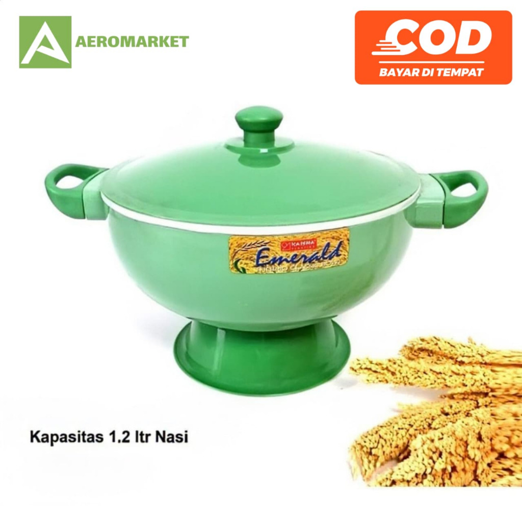 CETING NASI TAHAN PANAS/TEMPAT NASI MODEL THERMOS KHAISHA EMERALD