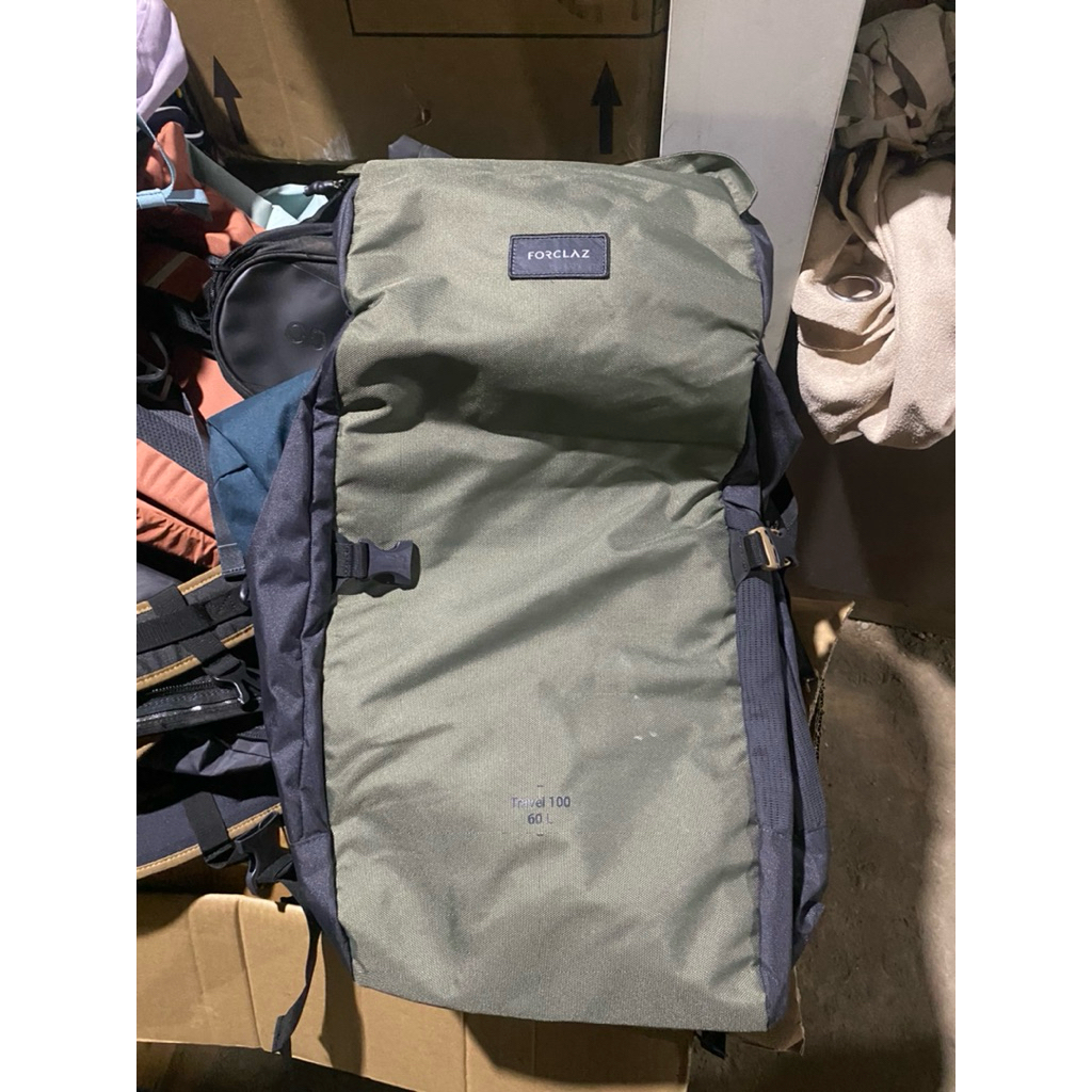 Tas Ransel Travel Trekking 60L Decathlon TRAVEL 100 - Khaki