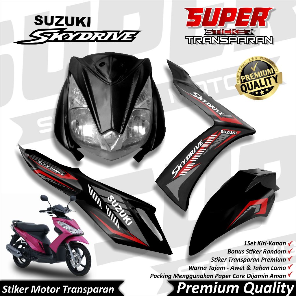 Stiker Transparan Skydrive Anti Luntur keren Striping Skidrive Striping Suzuki Skydrive STRIPE