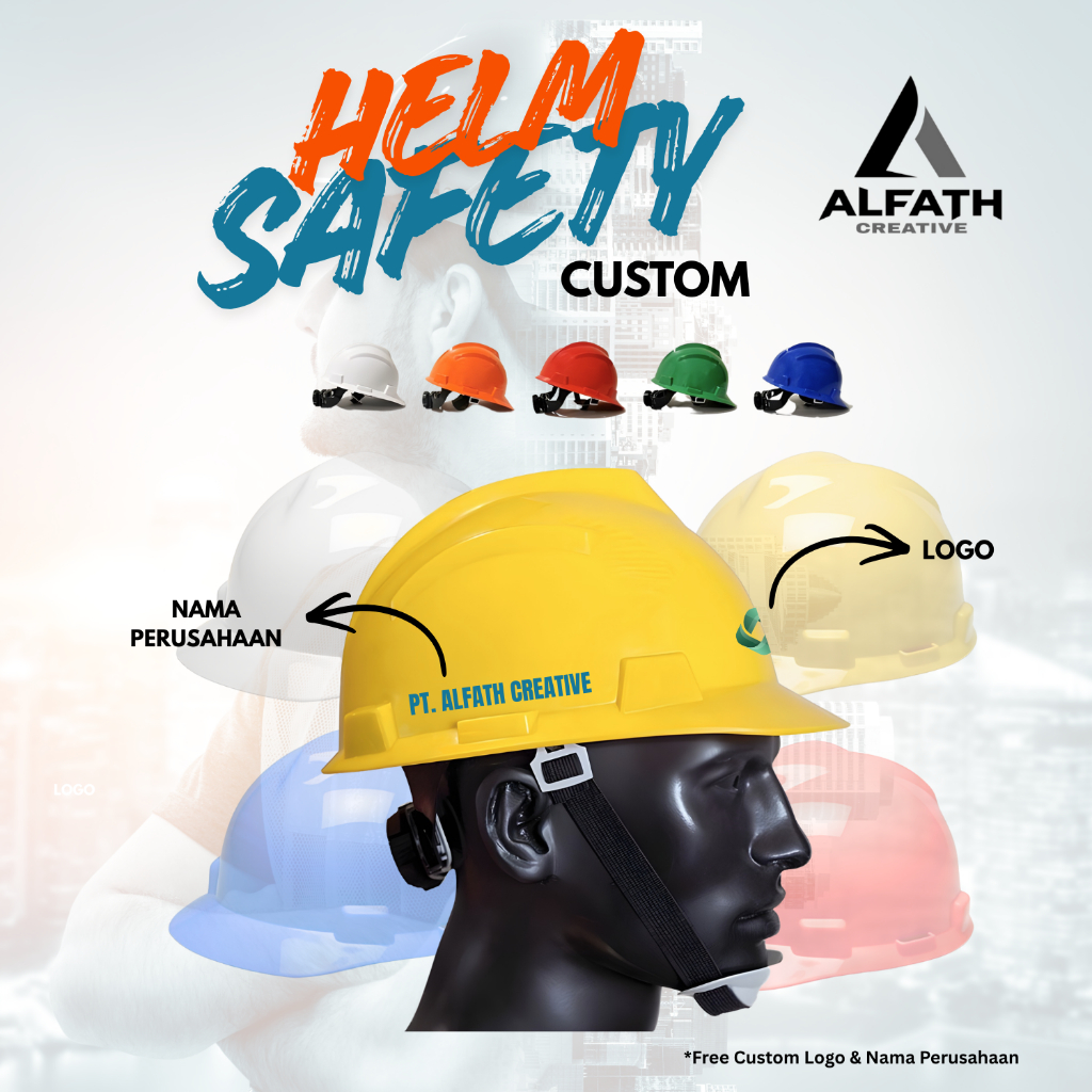 HELM SAFETY PROYEK CUSTOM LOGO DAN NAMA PERUSAHAAN HELM KESELAMATAN SNI CUSTOM