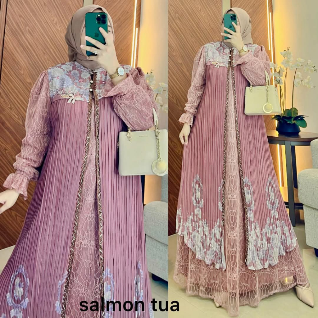 By LisnyButiq Gamis Avasya ,Gamis Rompi Lepas Payet Mutiara Bahan Ceruty Babydol, Dress Mewah Idul F