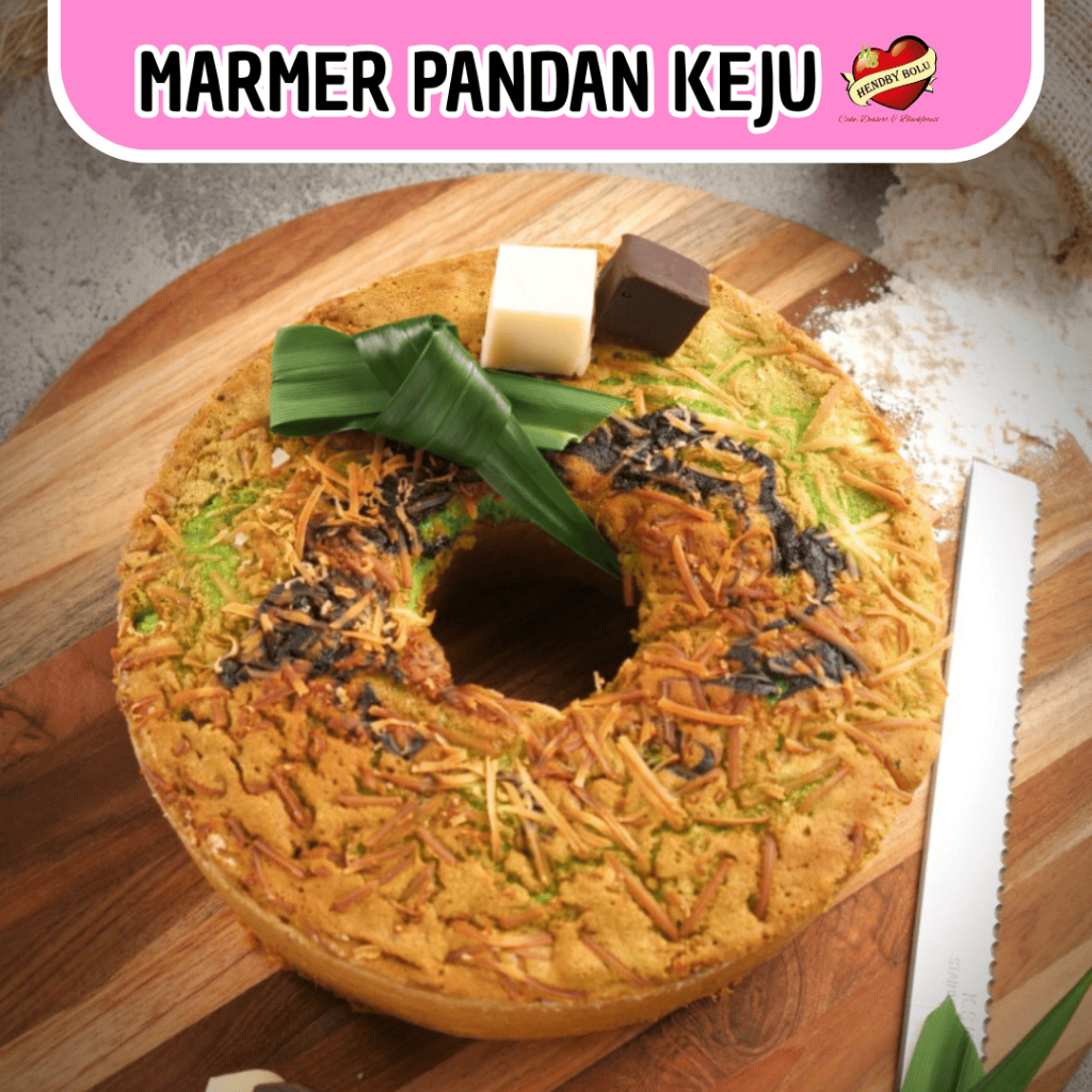 Kue Bolu Marmer Pandan Keju Cake Bolu Marmer Pandan Panggang Lembut Spesial (Uk 20cm) / Marmer Cake