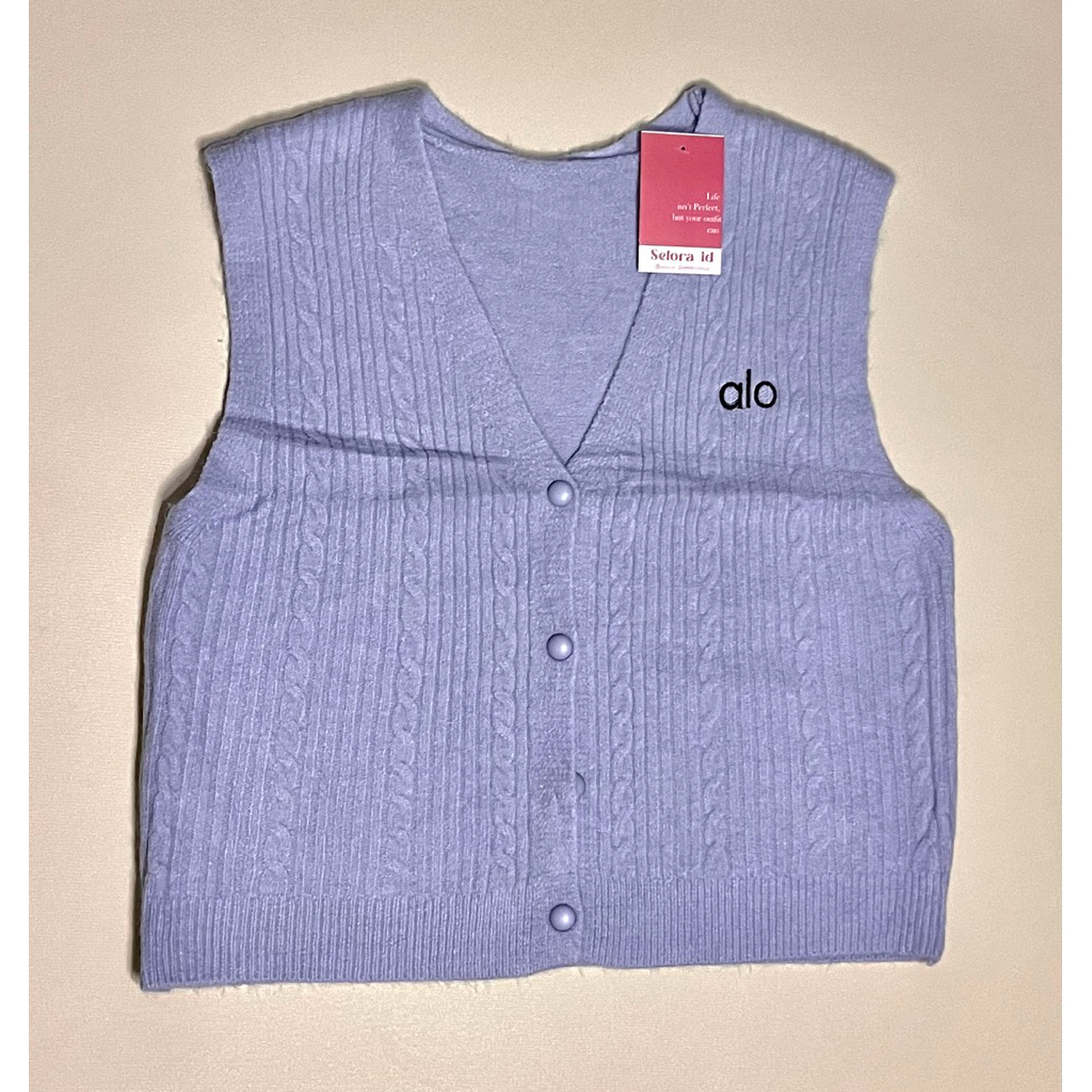 SELORA | Alo Knit Vest | Atasan wanita lengan pendek | Rompi rajut | Atasan Blazer