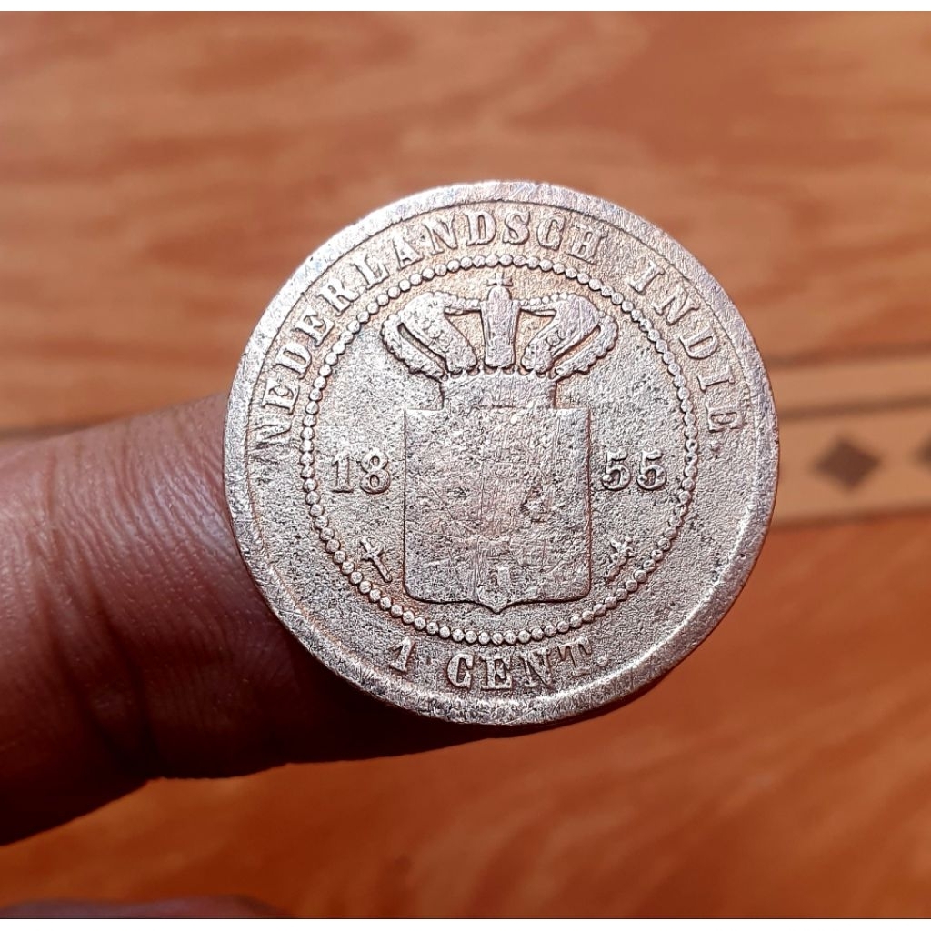 Koin 1 cent tahun 1855 keydate rare langka willem iii ned.indie