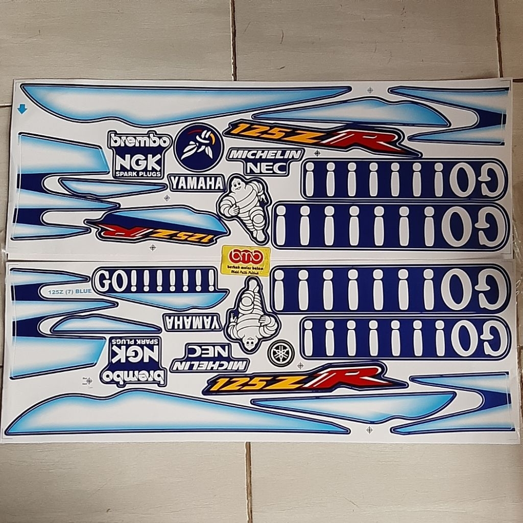 Yamaha 125 ZR stiker sticker stripping list cover kap body biru gogogo