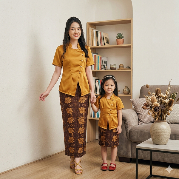Atasan Kebaya Janggan Ibu Dan Anak Perempuan Modern Satin Polos Kebaya Kondangan Kebaya Wisuda Karti