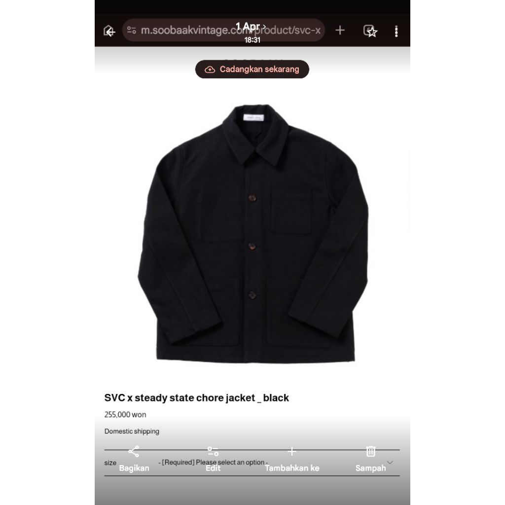 chore jacket denim hitam