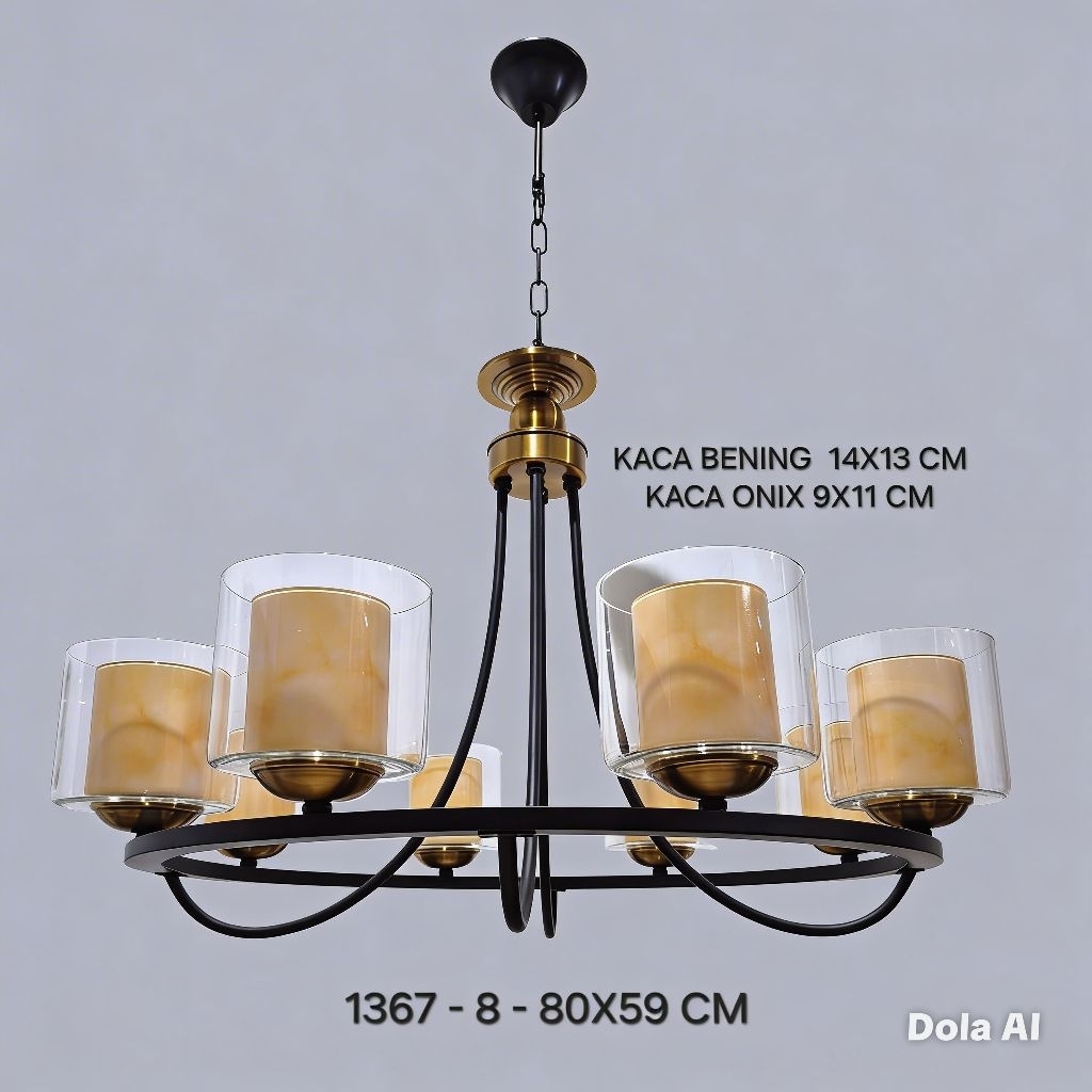 Lampu Gantung Hias Minimalis Modern Ruang Tamu Batu Onyx Diameter 80 Cm Elegant