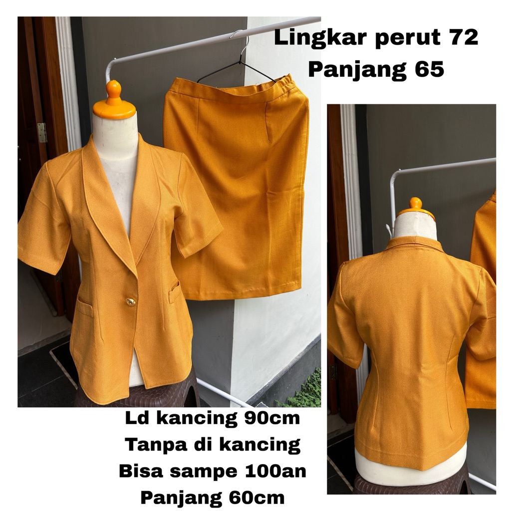 set jas + rok kuning mustard