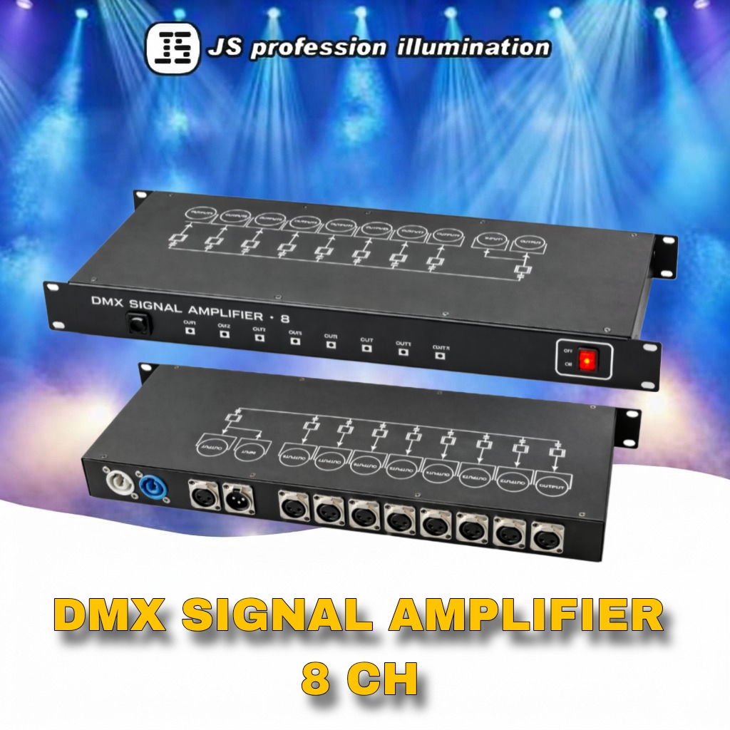 Dmx Splitter 8ch /  Dmx Distributor Lampu. tiap chanel ada indikator