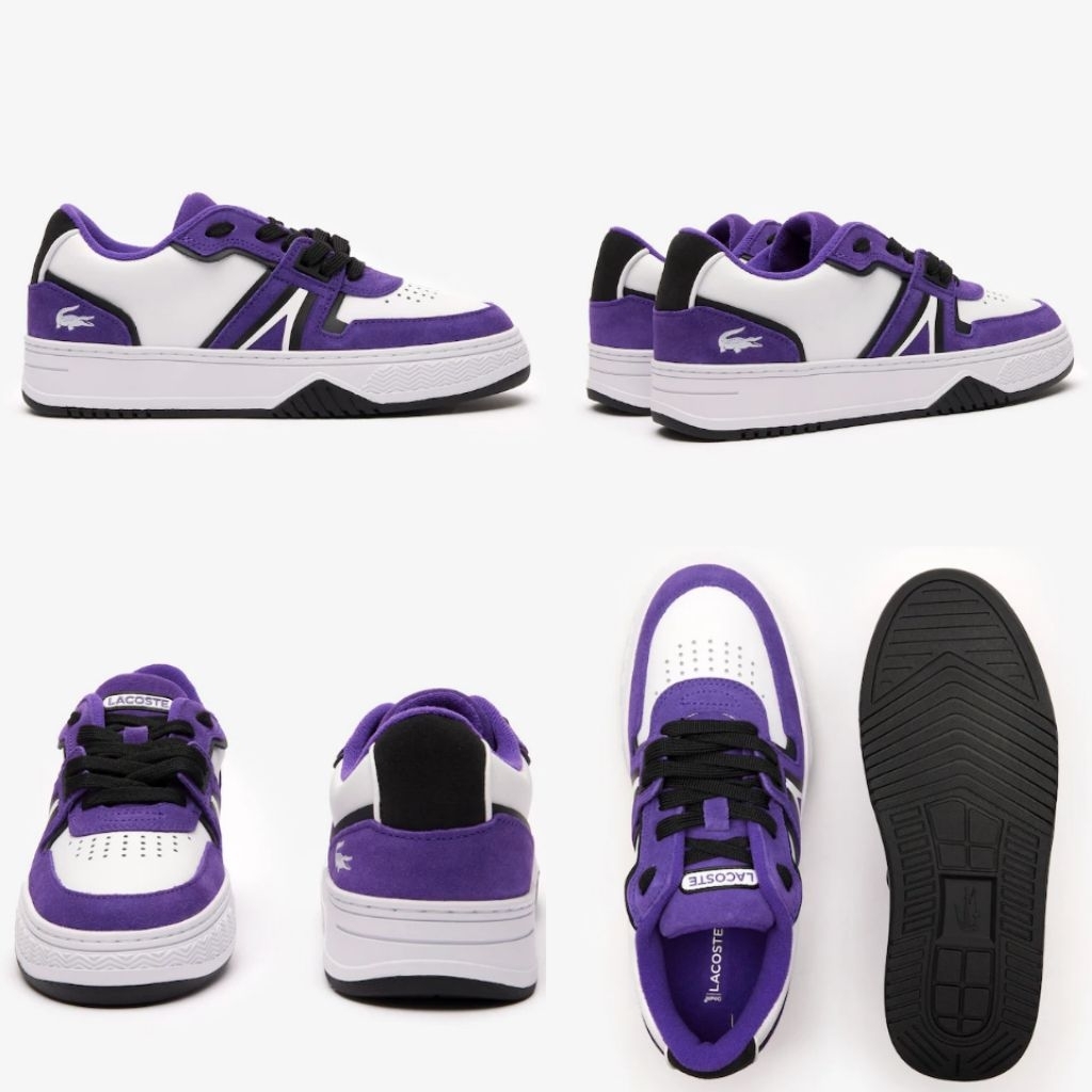 LACOSTE SEPATU SNEAKERS COATED LEATHER PURPLE WHITE ORIGINAL ASLI BARU