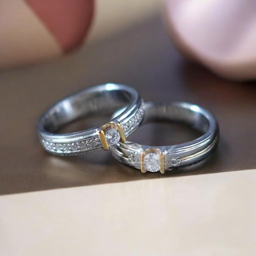 Cincin Nikah Perak 925 Asli Couple Custom Ukir Nama | Free Box & Bergaransi | Cincin Lamaran Perak