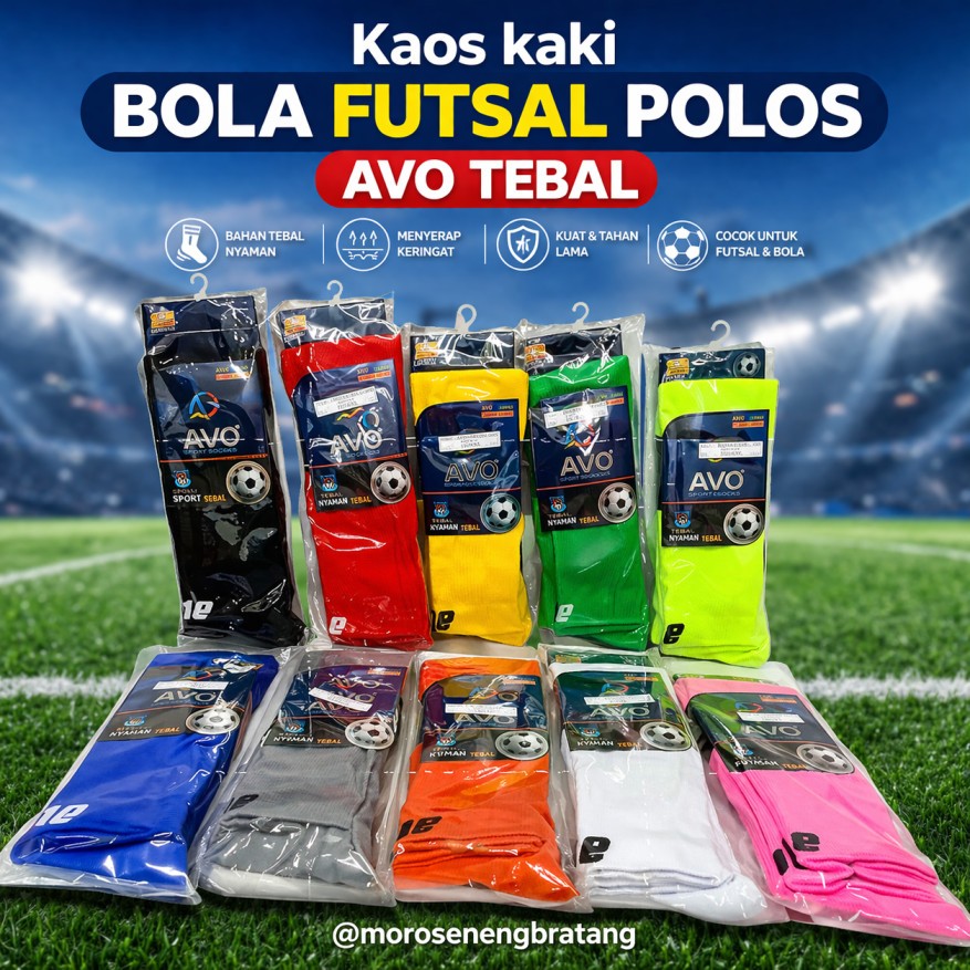 Kaos Kaki Sepak Bola Avo R1 - Lembut, Elastis, Nyaman Dipakai MERAH KUNING HIJAU BIRU PUTIH HITAM