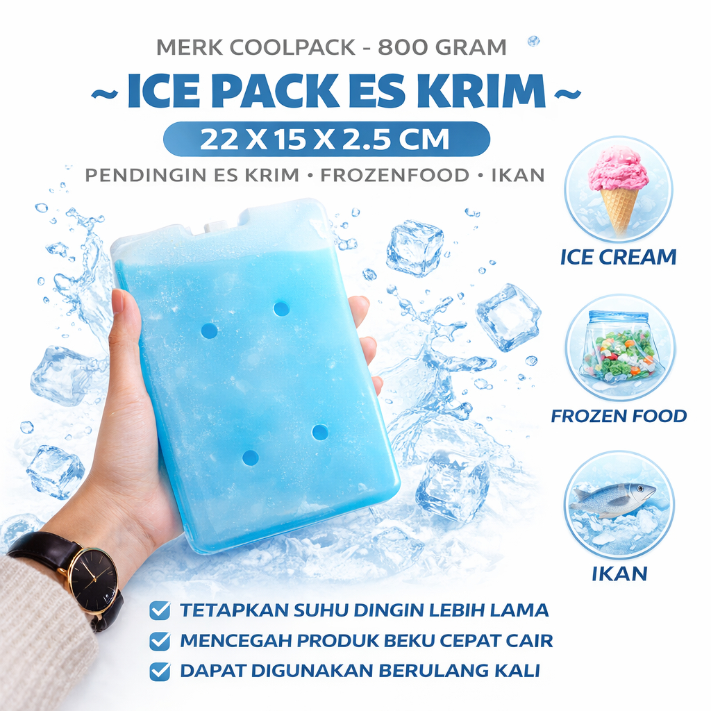 Blue Ice Pack Pack-Bentuk Ice Pack-Pendingin Box Es Krim-Cooler Es Cream-Pendingin Ikan-Pembeku es
