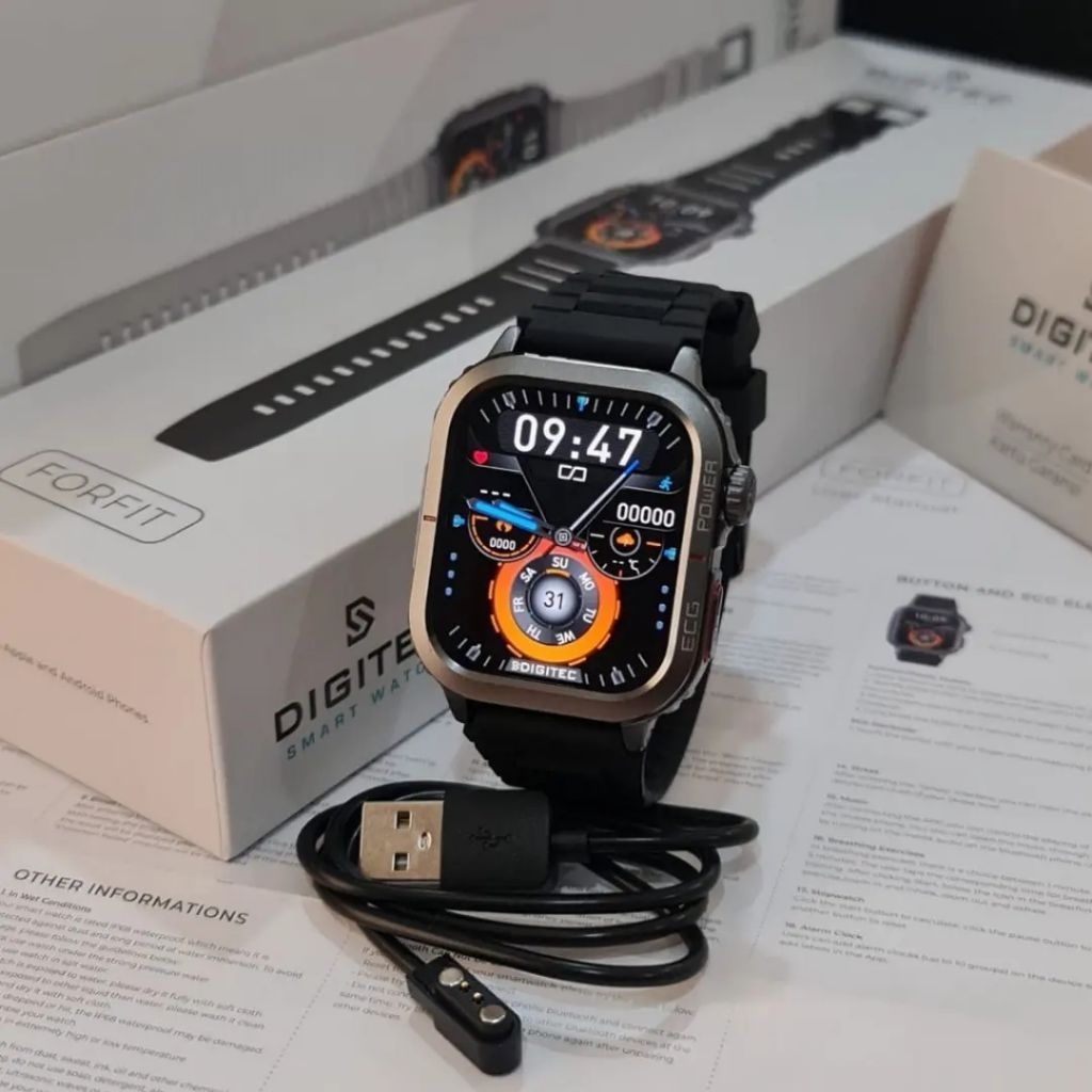 Original 100% Jam Tangan Pria Digitec FORFIT Smartwatch Rubber Strap Garansi Resmi 1 Tahun