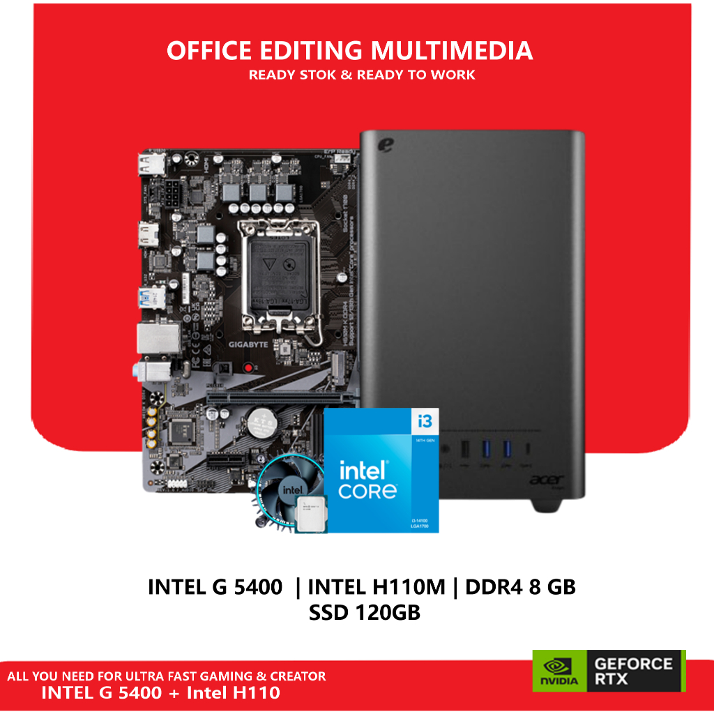PC Office Multimedia Intel G5400 Ram 8Gb SSD 120 GB