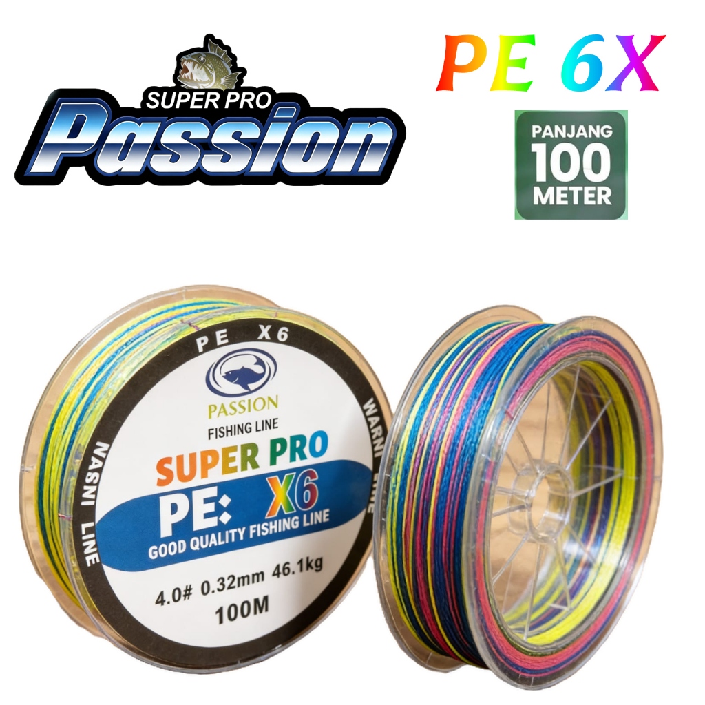 Passion Senar Pancing PE X6 Piranha 100m Jepang Senar Pancing Super Kuat & Tahan Bahan PE