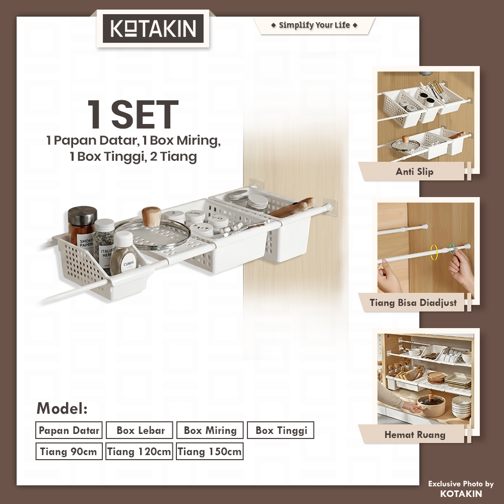 KOTAKIN Rak Penyimpanan Dapur Serbaguna Bawah Sink Wastafel Kitchen Rack Kabinet Lemari Organizer
